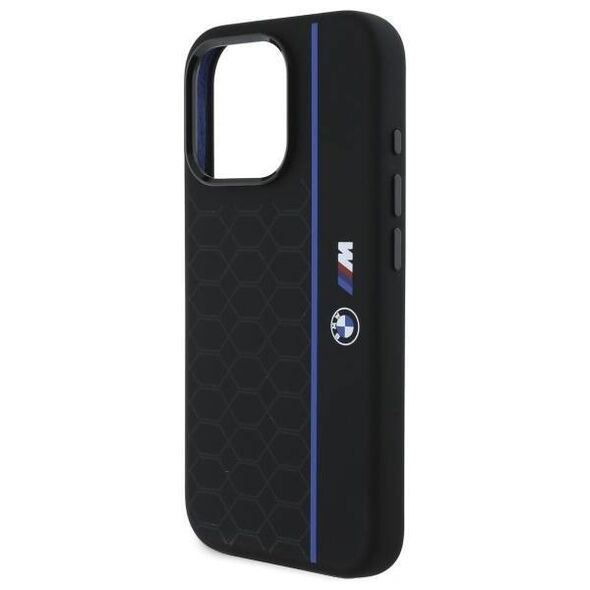 Original Case IPHONE 16 PRO MAX BMW Hardcase Silicone Hexagon Blue Line MagSafe (BMHMP16X23SHEB) black 3666339324872