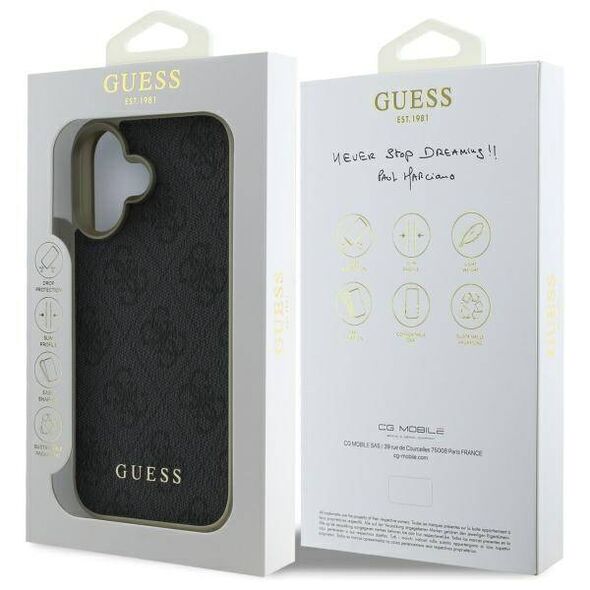 Original Case IPHONE 16 PLUS Guess Hardcase 4G Charms Collection (GUHCP16MGF4GGR) black 3666339345976