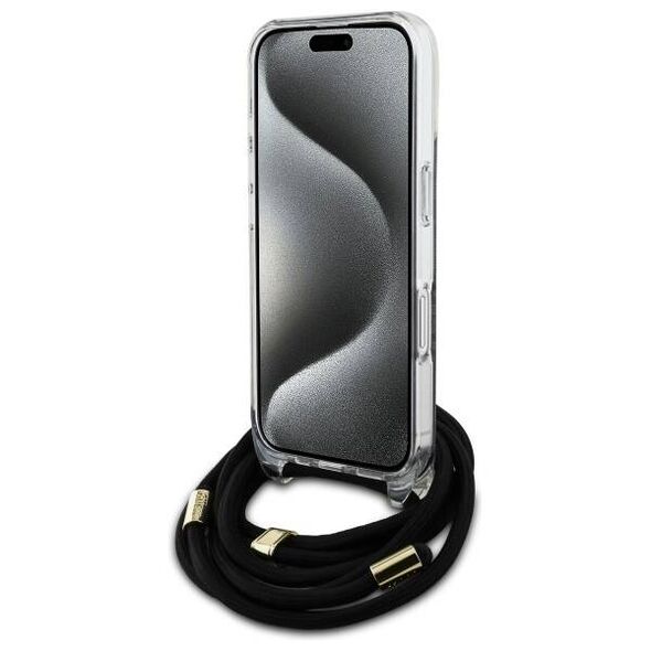 Original Case IPHONE 16 Guess Hardcase Crossbody Cord 4G Print (GUHCP16SHC4SEK) black 3666339345129