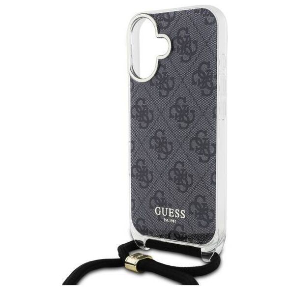 Original Case IPHONE 16 Guess Hardcase Crossbody Cord 4G Print (GUHCP16SHC4SEK) black 3666339345129
