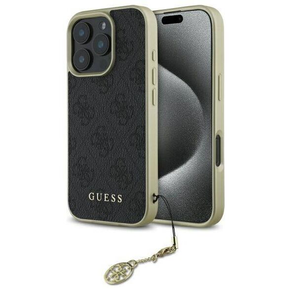 Original Case IPHONE 16 PRO MAX Guess Hardcase 4G Charms Collection (GUHCP16XGF4GGR) black 3666339345990