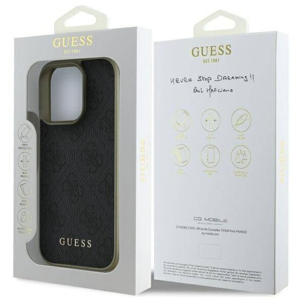 Original Case IPHONE 16 PRO MAX Guess Hardcase 4G Charms Collection (GUHCP16XGF4GGR) black 3666339345990