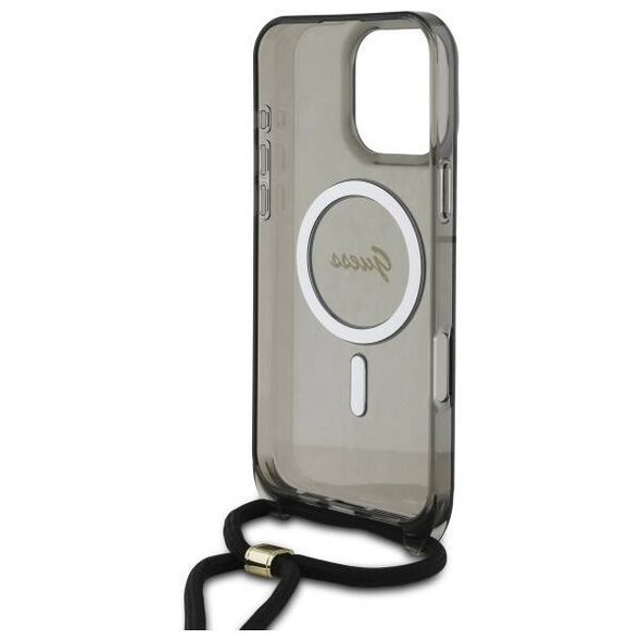 Original Case IPHONE 16 PRO Guess Hardcase Crossbody Cord Script MagSafe (GUHMP16LHCTSGNSK) black 3666339345662