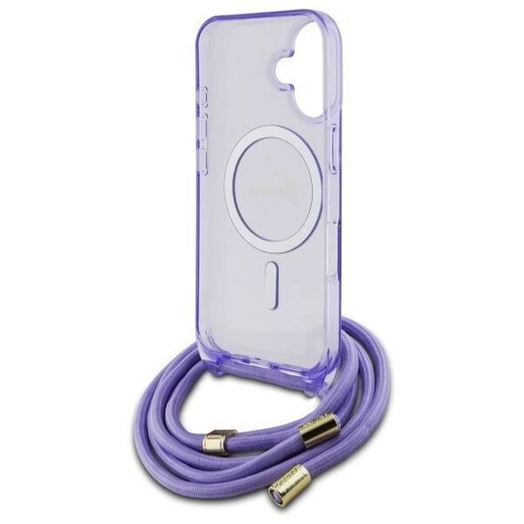 Original Case IPHONE 16 Guess Hardcase Crossbody Cord Script MagSafe (GUHMP16SHCTSGNSU) purple 3666339345846
