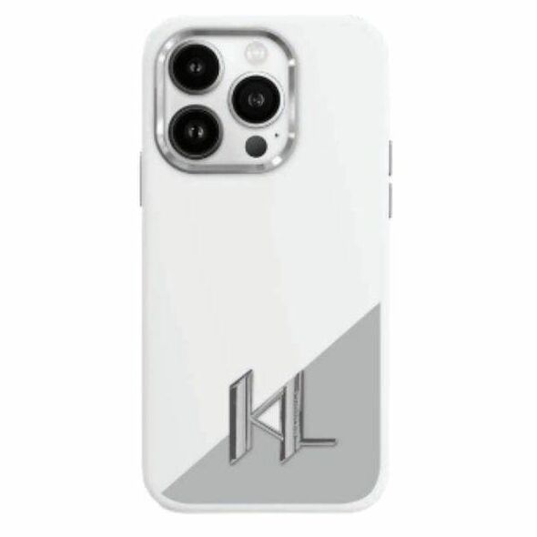 Original Case IPHONE 16 Karl Lagerfeld Hardcase Silicone Initial Metal Logo MagSafe (KLHMP16SSCMKMPCH) white 3666339318000