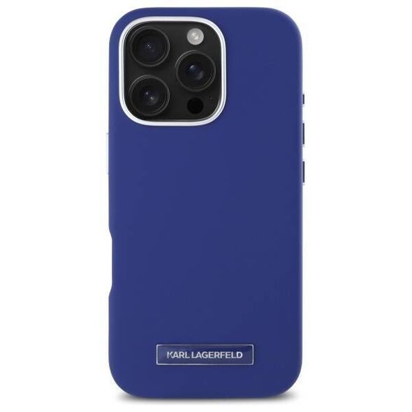 Original Case IPHONE 16 PRO MAX Karl Lagerfeld Hardcase FW Metal Plate MagSafe (KLHMP16XPGMSRPB) blue 3666339318994