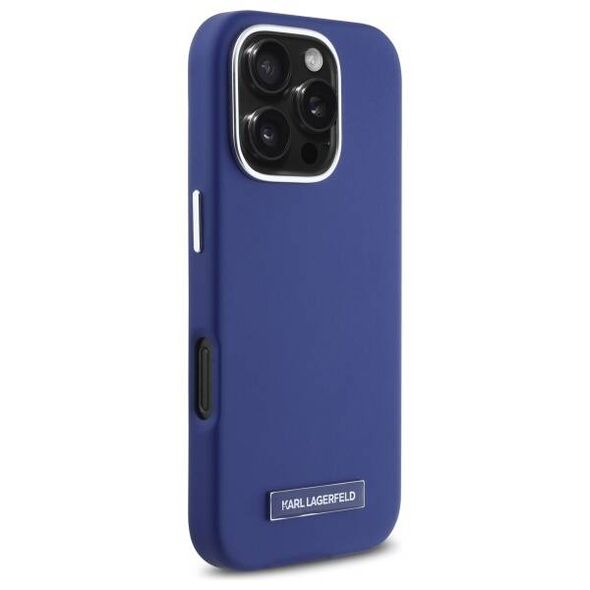 Original Case IPHONE 16 PRO MAX Karl Lagerfeld Hardcase FW Metal Plate MagSafe (KLHMP16XPGMSRPB) blue 3666339318994