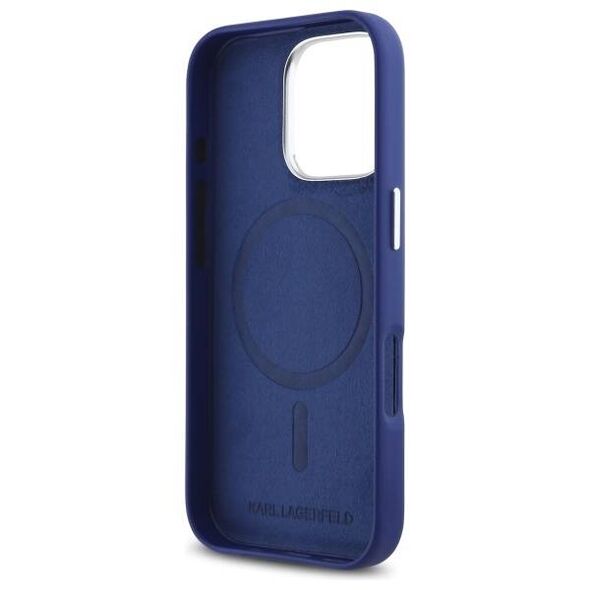 Original Case IPHONE 16 PRO MAX Karl Lagerfeld Hardcase FW Metal Plate MagSafe (KLHMP16XPGMSRPB) blue 3666339318994