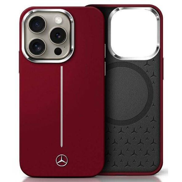 Original Case IPHONE 16 PRO MAX Mercedes Hardcase Silicone White Stripe MagSafe (MEHMP16X23SUMSR) red 3666339326876