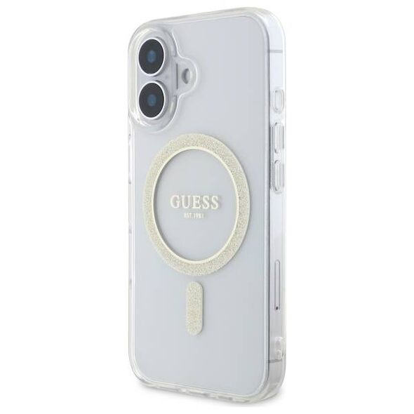 Original Case IPHONE 16 PLUS Guess Hardcase IML Glitter Circle MagSafe (GUHMP16MHFGERET) transparent 3666339307561