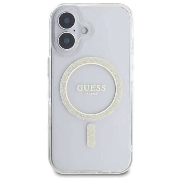Original Case IPHONE 16 PLUS Guess Hardcase IML Glitter Circle MagSafe (GUHMP16MHFGERET) transparent 3666339307561