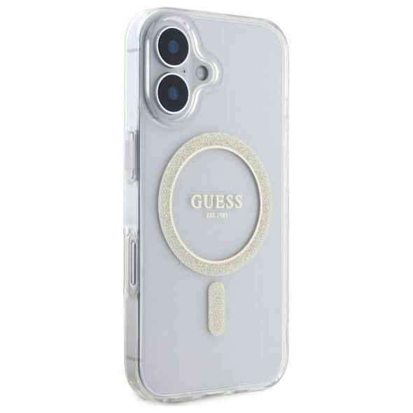 Original Case IPHONE 16 PLUS Guess Hardcase IML Glitter Circle MagSafe (GUHMP16MHFGERET) transparent 3666339307561