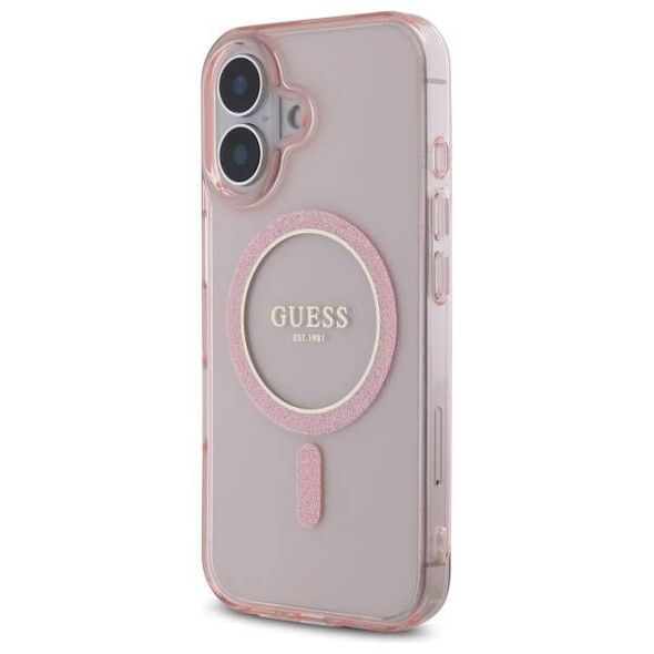 Original Case IPHONE 16 Guess Hardcase IML Glitter Circle MagSafe (GUHMP16SHFGEREP) pink 3666339307851