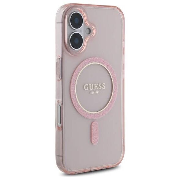 Original Case IPHONE 16 Guess Hardcase IML Glitter Circle MagSafe (GUHMP16SHFGEREP) pink 3666339307851