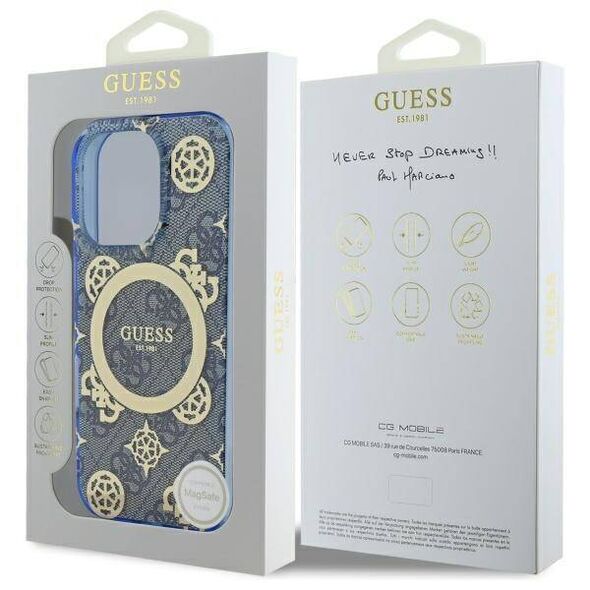 Original Case IPHONE 16 PRO MAX Guess Hardcase IML Peony On 4G Background MagSafe (GUHMP16XH4PYEEB) blue 3666339300234