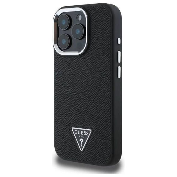 Original Case IPHONE 16 PRO MAX Guess Hardcase Grained Triangle MagSafe (GUHMP16XPGTSPSK) black 3666339302337