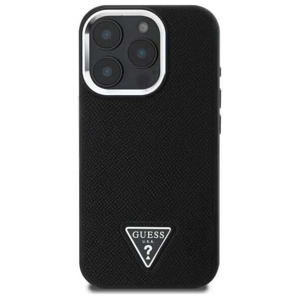 Original Case IPHONE 16 PRO MAX Guess Hardcase Grained Triangle MagSafe (GUHMP16XPGTSPSK) black 3666339302337