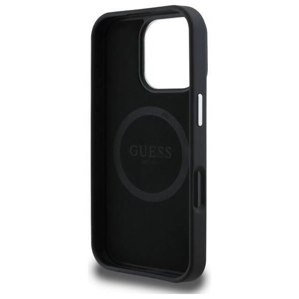 Original Case IPHONE 16 PRO MAX Guess Hardcase Grained Triangle MagSafe (GUHMP16XPGTSPSK) black 3666339302337