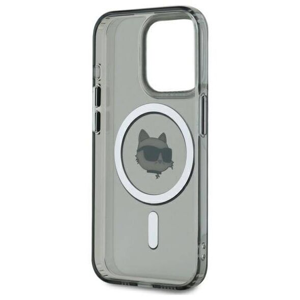 Original Case IPHONE 15 PRO Karl Lagerfeld Hardcase IML Metal Choupette Head MagSafe (KLHMP15LHLSCHK) black 3666339284626