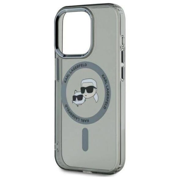 Original Case IPHONE 15 PRO Karl Lagerfeld Hardcase IML Metal Karl&Choupette Head MagSafe (KLHMP15LHLSKCK) black 3666339284763