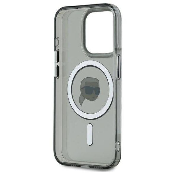 Original Case IPHONE 15 PRO Karl Lagerfeld Hardcase IML Metal Karl Head MagSafe (KLHMP15LHLSKIK) black 3666339284480