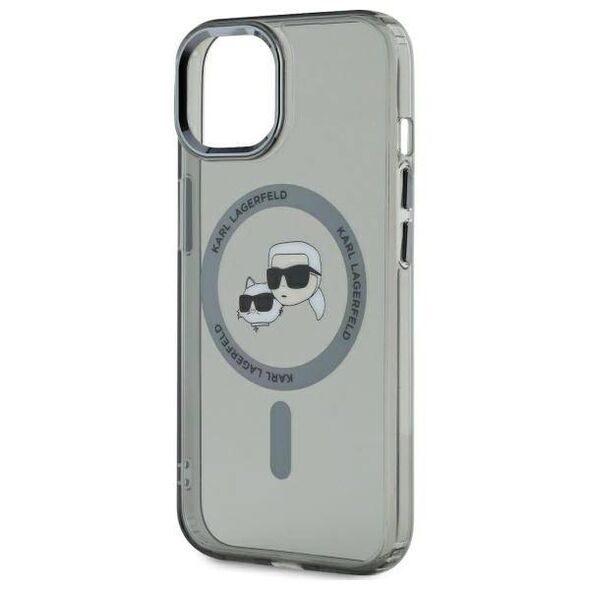 Original Case IPHONE 15 Karl Lagerfeld Hardcase IML Metal Karl&Choupette Head MagSafe (KLHMP15SHLSKCK) black 3666339284749