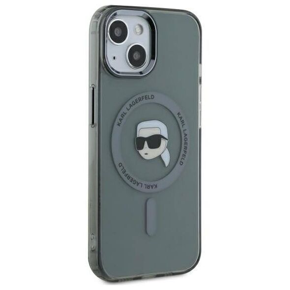 Original Case IPHONE 15 Karl Lagerfeld Hardcase IML Metal Karl Head MagSafe (KLHMP15SHLSKIK) black 3666339284466