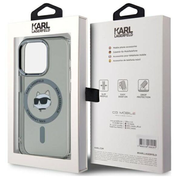Original Case IPHONE 15 PRO MAX Karl Lagerfeld Hardcase IML Metal Choupette Head MagSafe (KLHMP15XHLSCHK) black 3666339284633