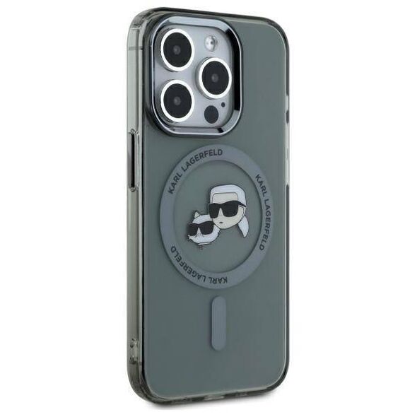 Original Case IPHONE 15 PRO MAX Karl Lagerfeld Hardcase IML Metal Karl&Choupette Head MagSafe (KLHMP15XHLSKCK) black 3666339284770