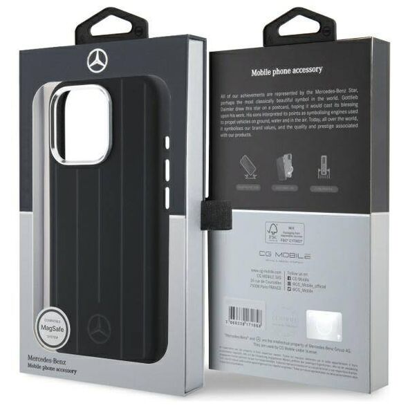 Original Case IPHONE 16 PRO Mercedes Hardcase Silicone Vertical Tonal Stripes MagSafe (MEHMP16L23SUVSK) black 3666339327064