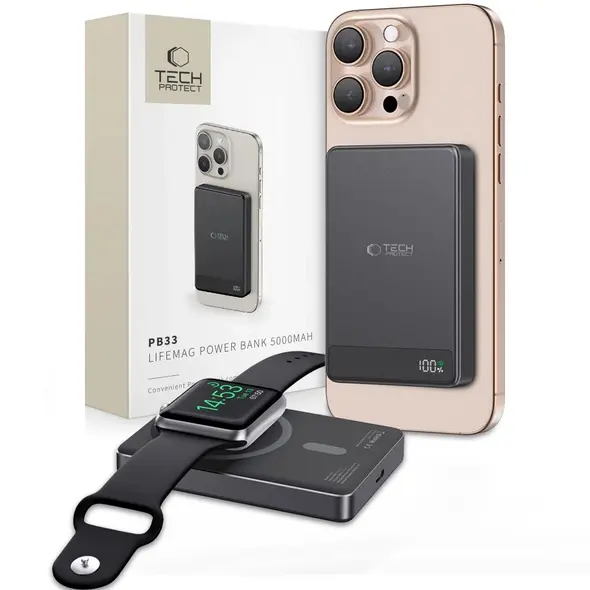 Tech-Protect PB33 LifeMag MagSafe 5000mah powerbank 15W Black
