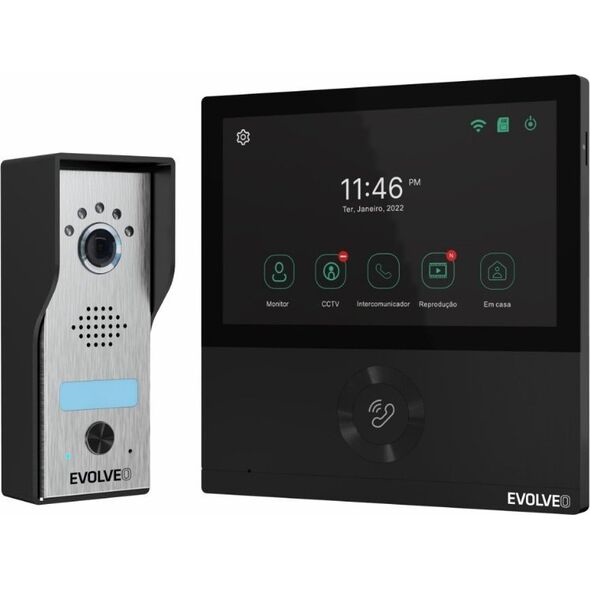 Evolveo EVOLVEO DoorPhone AHD7, Sada domácího WiFi videotelefonu s ovládáním brány nebo dveří černý monitor