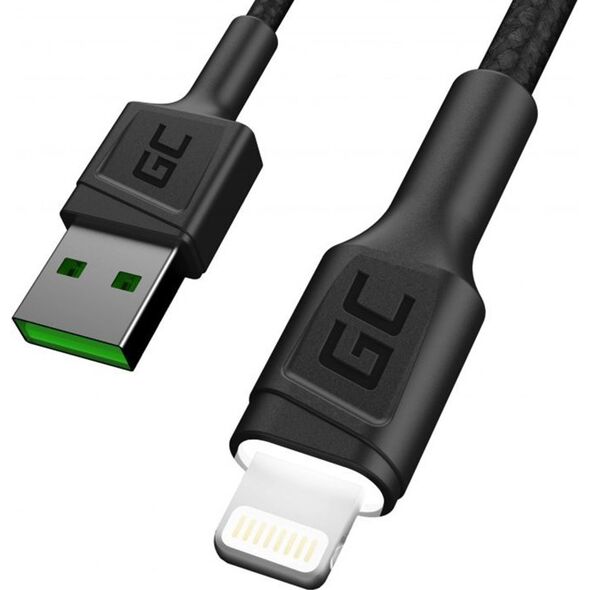 Kabel USB Green Cell USB-A - Lightning 1.2 m Czarny (KABGC05)