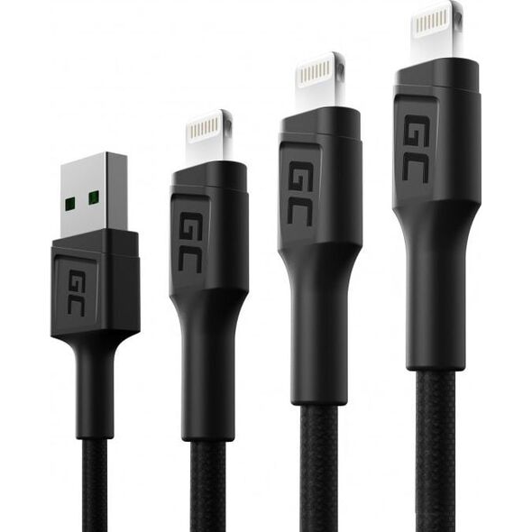 Kabel USB Green Cell USB-A - Lightning 2 m Czarny (KABGCSET04)