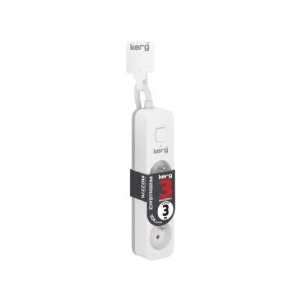 Kerg Przedłużacz KERG z wyłącznikiem-3 gniazda-biało-szary-3m-10A-H05VV-F-3x1,0mm2
