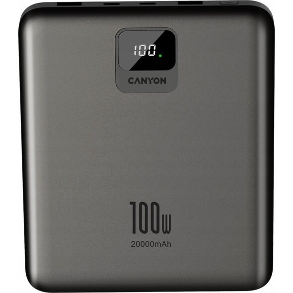 Canyon CANYON Powerbank PB-2008 LED Płaski 20000 mAh PD100W QC3.0 Ciemnoszary