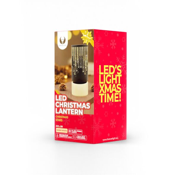 Christmas glass Lantern FCL-20 black-gold L Forever Light 5907457795013