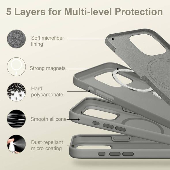 Case IPHONE 16 PRO MAX Tech-Protect Silicone MagSafe Clay gray 5906302311811