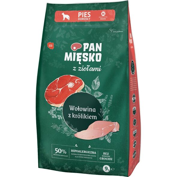 Pan Mięsko Z Ziołami Wołowina z królikiem (dorosły) chrupki M 9kg