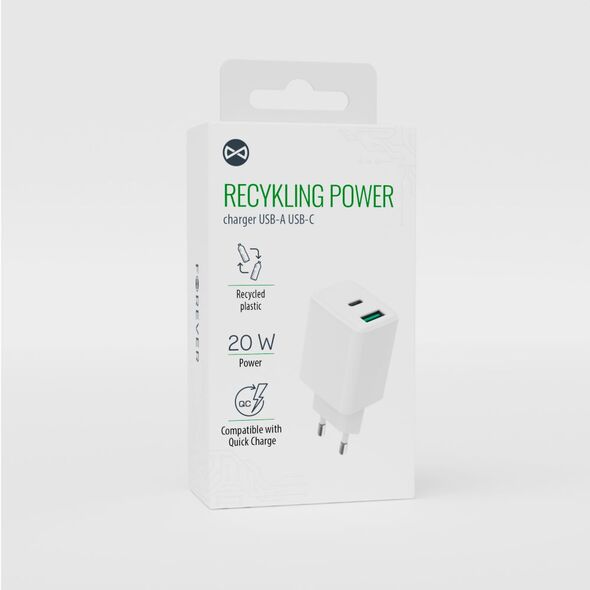 Forever recycled wall charger USB + USB-C 20W  LSR20-AC-00 white 5909000571822