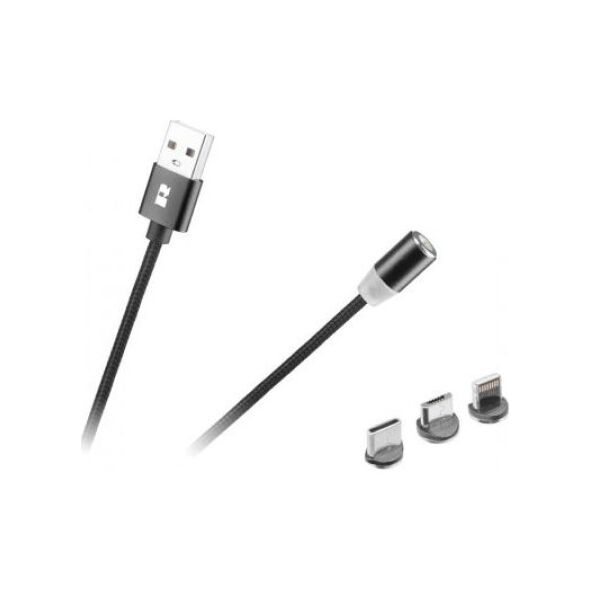 Kabel USB Rebel USB-A - USB-C 1 m Czarny (RB-6004-100-B)