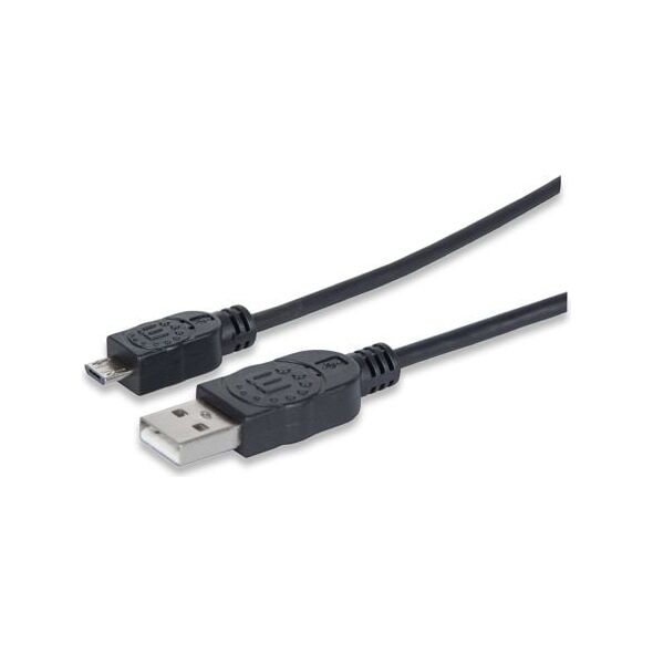 Kabel USB Manhattan USB-A - 1 m Czarny (393874)