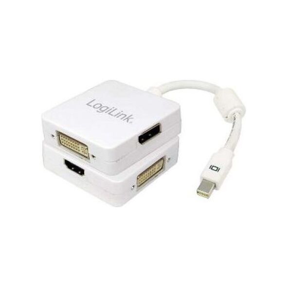 Adapter AV LogiLink DisplayPort Mini - DisplayPort - HDMI - DVI-I biały (CV0045A) 419576 4052792006025
