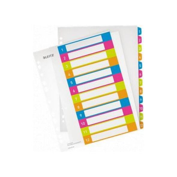 Leitz Przekładki do segregatora A4 WOW , do nadruku 1-12 (10K395D) 651394 4002432100323