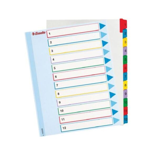 Esselte Przekładki do segregatora A4 Mylar ze stroną opisową 1-12 numeryczne (10K200B) 651821 5902812002096