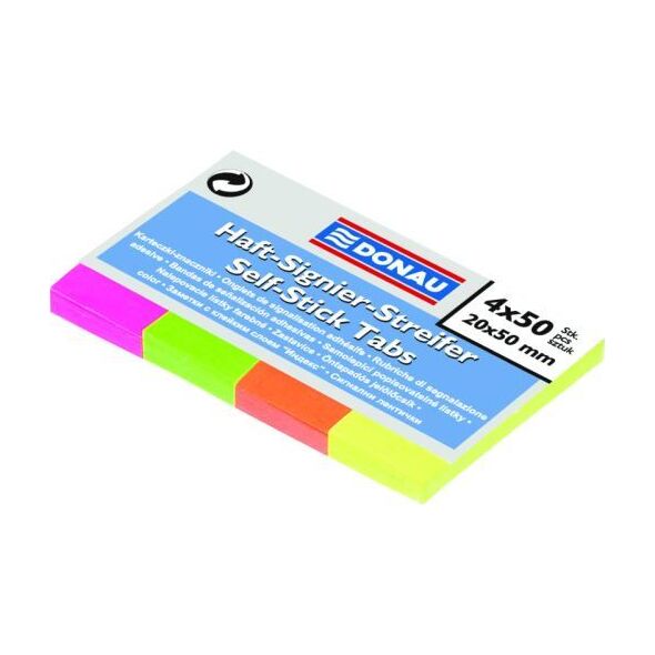Donau Karteczki znaczniki neonowe 20x50mm, 4kol.x50szt. (14K088X) 652460 5901498007654