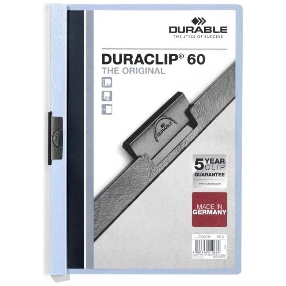 Durable Skoroszyt Zaciskowy A4 / 60 kartek Niebieski 709984 4005546210629
