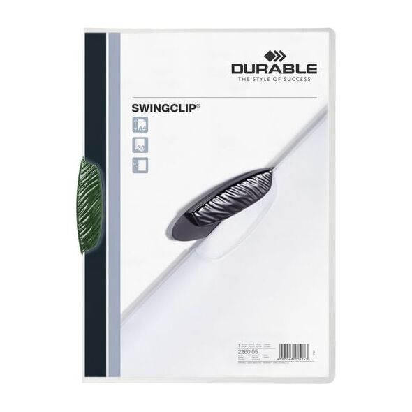 Durable Skoroszyt Swingclip Zaciskowy A4 / 30 kartek Zielony 709990 4005546205243