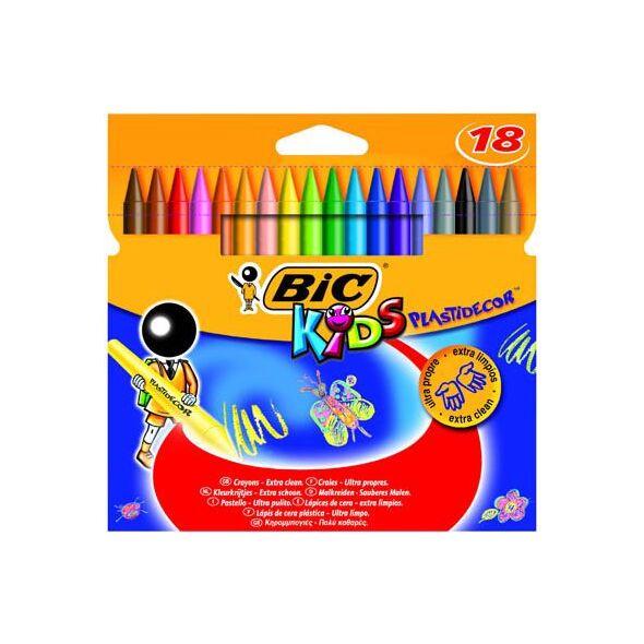 Bic KREDKI ŚWIECOWE BIC KIDS PLASTIDECOR PUDEŁKO 18 SZT - 829771 821887 3270220000358