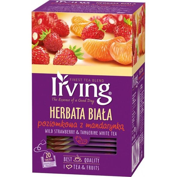 Irving HERBATA BIAŁA POZIOMKOWA Z MANDARYNKĄ 20 KOP. 48353825 948097 5907751483203